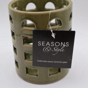 Świecznik ceramiczny Seasons & Style – zielony